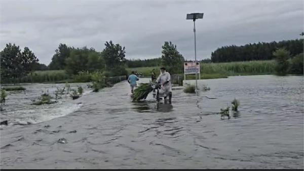 due to the increase in water level in the drains of border villages