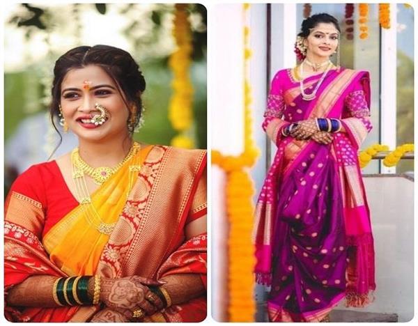 maharashtrian look ganesh festival women saree