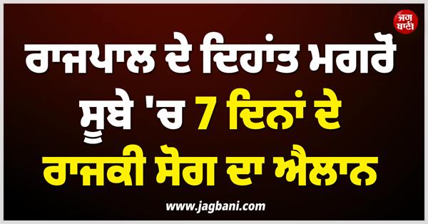 7 day state mourning declared in the state