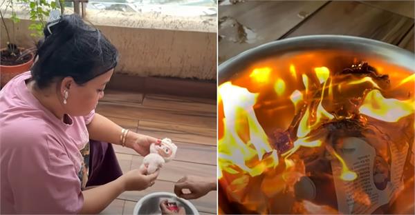 bharti singh set labubu dol on fire gola started doing devilish activities