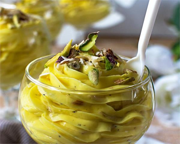 saffron cardamom shrikhand sweets yogurt