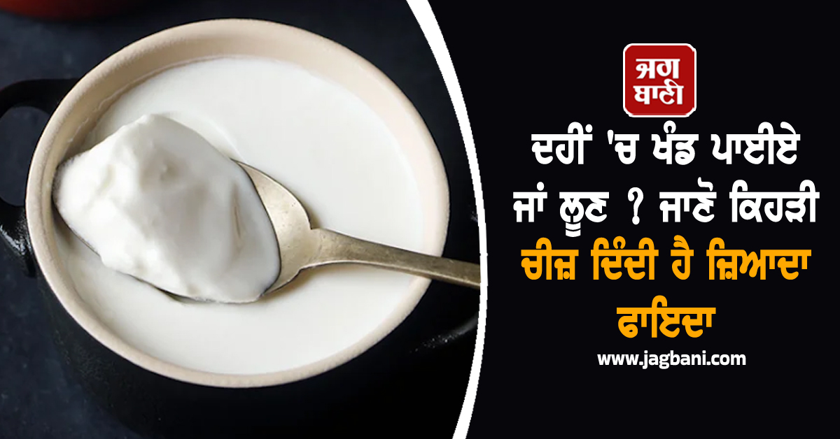 ਦਹੀਂ ''ਚ ਖੰਡ ਪਾਈਏ ਜਾਂ ਲੂਣ ? ਜਾਣੋ ਕਿਹੜੀ ਚੀਜ਼ ਦਿੰਦੀ ਹੈ ਜ਼ਿਆਦਾ ਫਾਇਦਾ