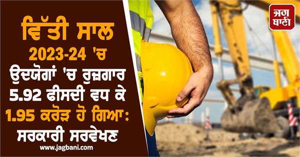 employment in industries increased by 5 92 percent to 1 95 crore in fy 2023 24