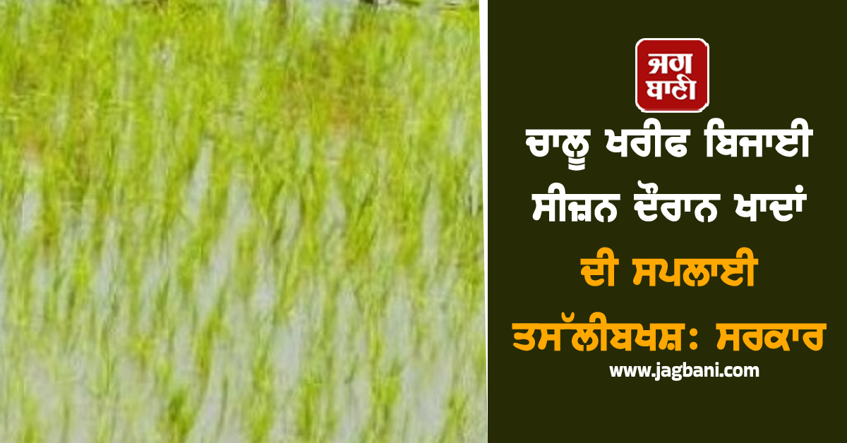 ਚਾਲੂ ਖਰੀਫ ਬਿਜਾਈ ਸੀਜ਼ਨ ਦੌਰਾਨ ਖਾਦਾਂ ਦੀ ਸਪਲਾਈ ਤਸੱਲੀਬਖਸ਼: ਸਰਕਾਰ