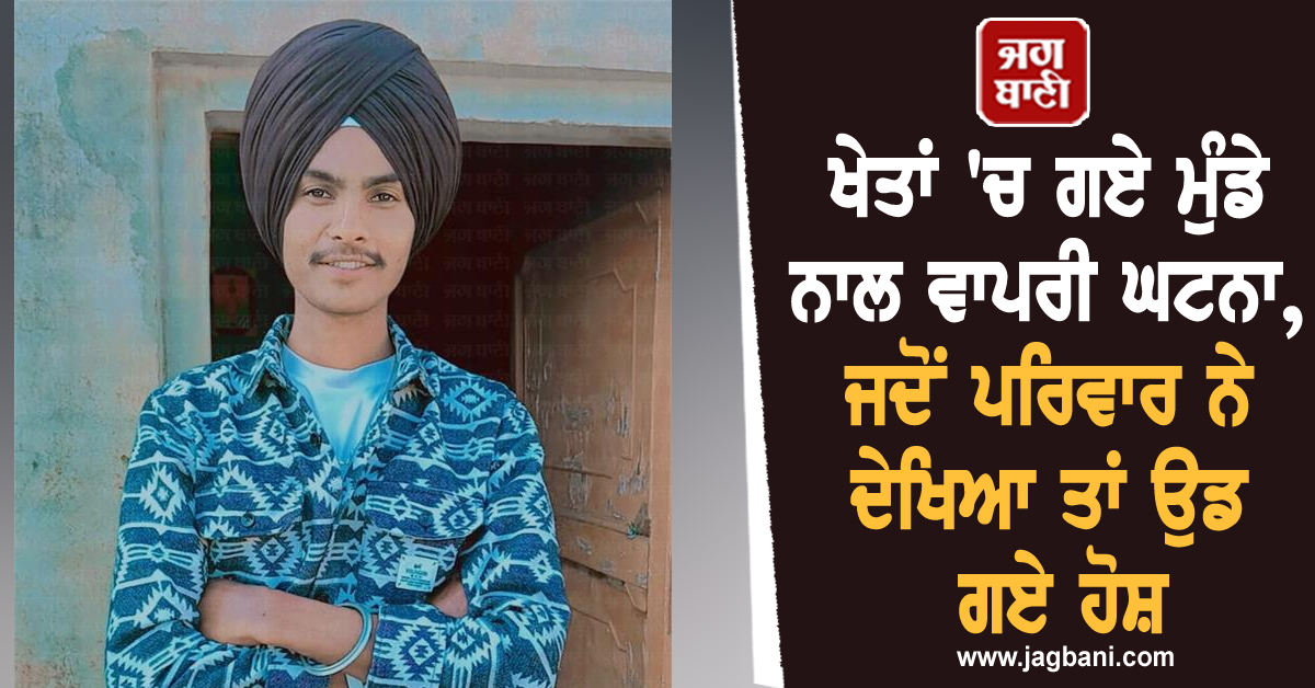 ਖੇਤਾਂ 'ਚ ਗਏ ਮੁੰਡੇ ਨਾਲ ਵਾਪਰੀ ਘਟਨਾ, ਜਦੋਂ ਪਰਿਵਾਰ ਨੇ ਦੇਖਿਆ ਤਾਂ ਉਡ ਗਏ ਹੋਸ਼