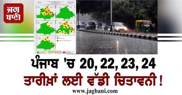 heavy rain in punjab weather department be warning for 20th 22nd 23rd 24th