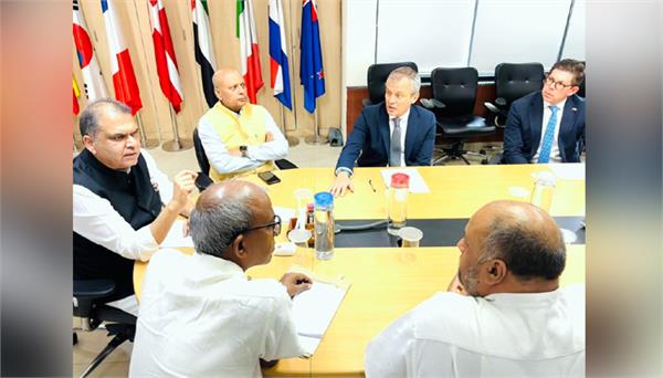 british high commission political advisor meets cabinet minister sanjeev arora