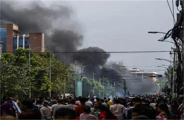 nepal  violence all around  fire in hotel