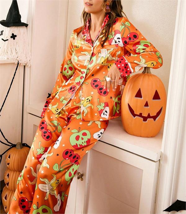 halloween face printed multi colored co ord sets become a unique fashion trend