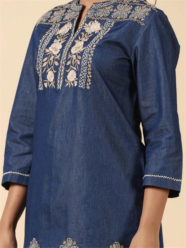 young girls embroidered denim co ord set