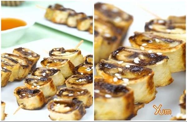 banana toast roll chocolatey delicious