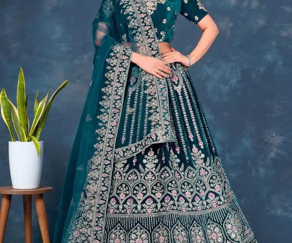 velvet lehenga choli young women royal look