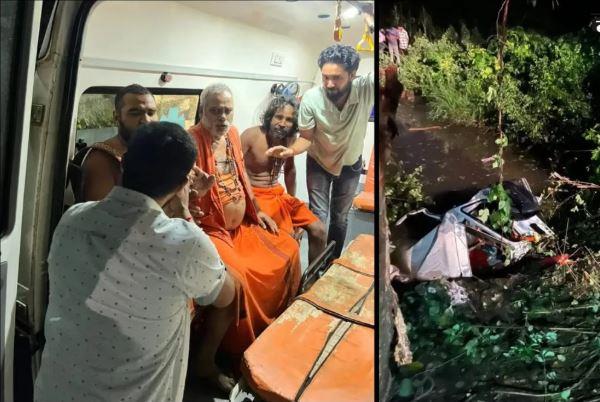 uncontrolled car filled with devotees fell into the well