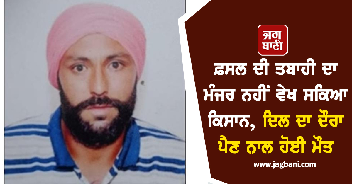 ਫ਼ਸਲ ਦੀ ਤਬਾਹੀ ਦਾ ਮੰਜਰ ਨਹੀਂ ਵੇਖ ਸਕਿਆ ਕਿਸਾਨ, ਦਿਲ ਦਾ ਦੌਰਾ ਪੈਣ ਨਾਲ ਹੋਈ ਮੌਤ