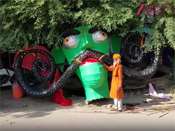 70 feet tall ravana  40 feet long moustache