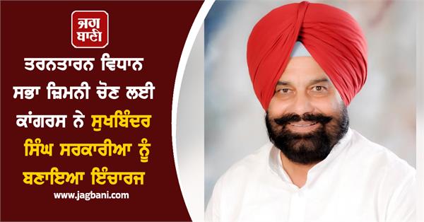 congress appoints sukhbinder singh sarkaria as in charge