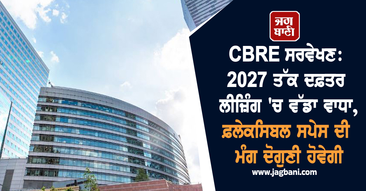 CBRE ਸਰਵੇਖਣ: 2027 ਤੱਕ ਦਫ਼ਤਰ ਲੀਜ਼ਿੰਗ 'ਚ ਵੱਡਾ ਵਾਧਾ, ਫ਼ਲੇਕਸਿਬਲ ਸਪੇਸ ਦੀ ਮੰਗ ਦੋਗੁਣੀ ਹੋਵੇਗੀ