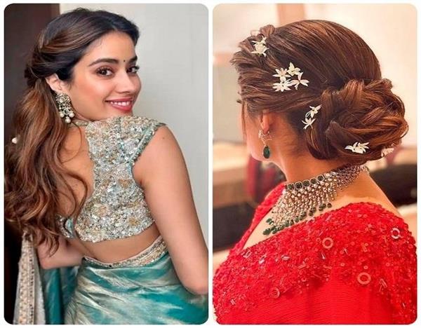 saree hairstyle wedding festival