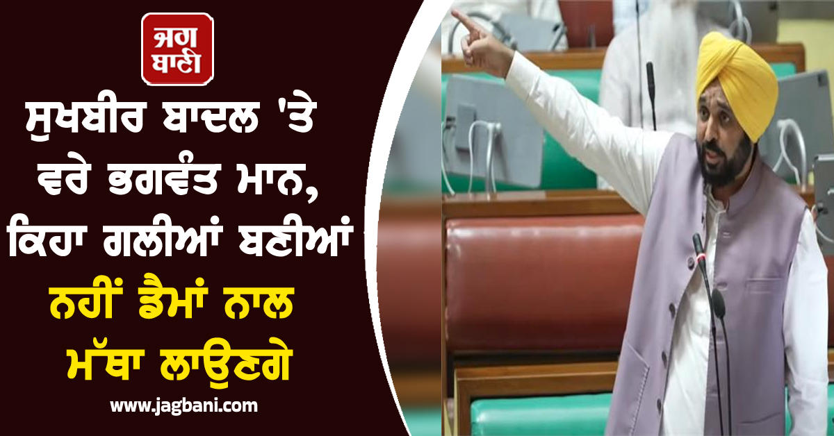 ਸੁਖਬੀਰ ਬਾਦਲ 'ਤੇ ਵਰੇ ਭਗਵੰਤ ਮਾਨ, ਕਿਹਾ ਗਲੀਆਂ ਬਣੀਆਂ ਨਹੀਂ ਡੈਮਾਂ ਨਾਲ ਮੱਥਾ ਲਾਉਣਗੇ