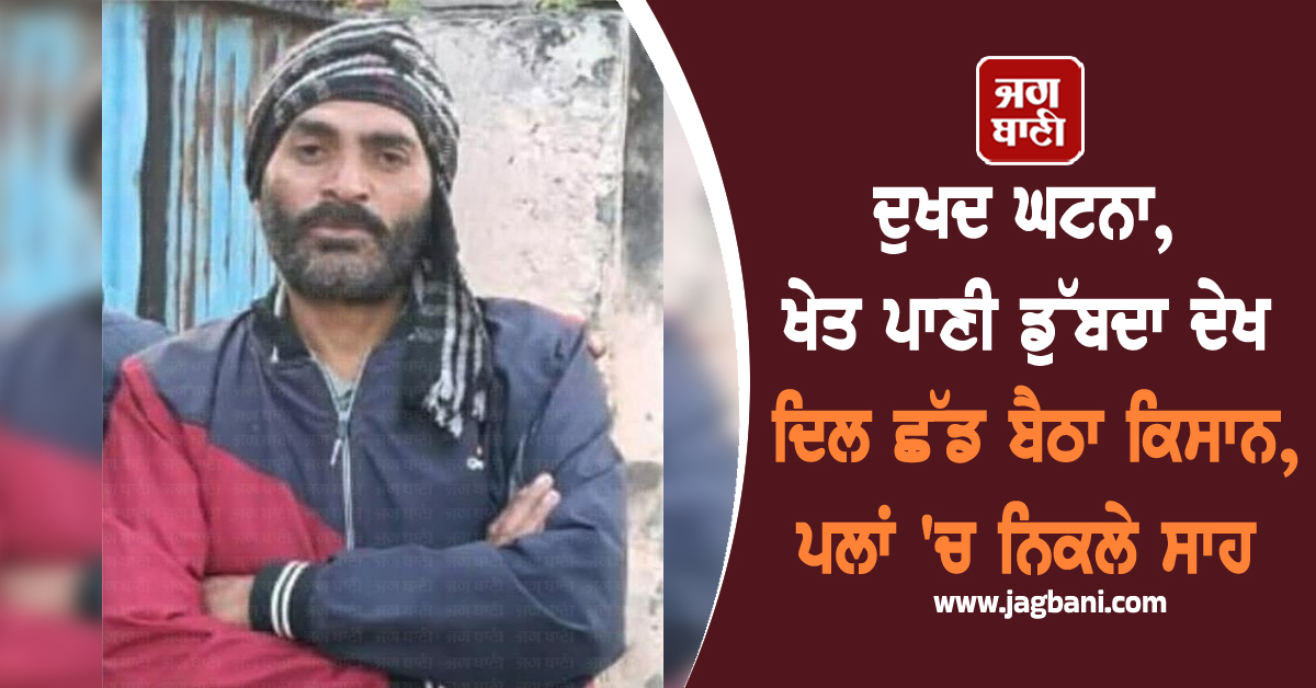 ਦੁਖਦ ਘਟਨਾ, ਖੇਤ ਪਾਣੀ ਡੁੱਬਦਾ ਦੇਖ ਦਿਲ ਛੱਡ ਬੈਠਾ ਕਿਸਾਨ, ਪਲਾਂ 'ਚ ਨਿਕਲੇ ਸਾਹ