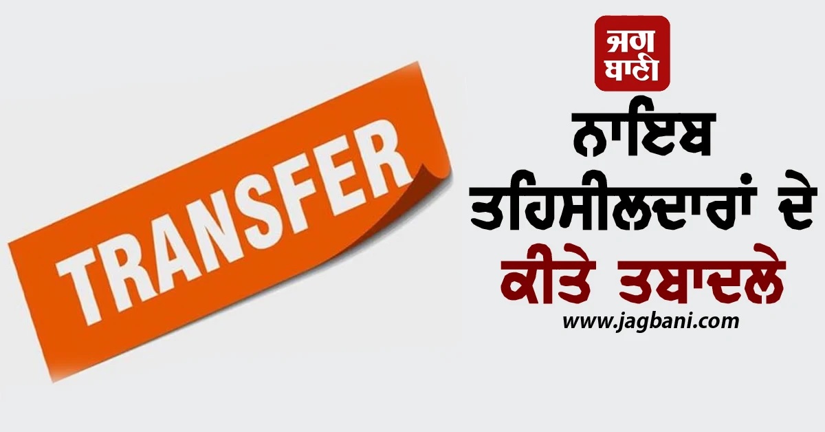ਪੰਜਾਬ ਸਰਕਾਰ ਨੇ ਨਾਇਬ ਤਹਿਸੀਲਦਾਰਾਂ ਦੇ ਕੀਤੇ ਤਬਾਦਲੇ, ਦੇਖੋ ਪੂਰੀ ਲਿਸਟ