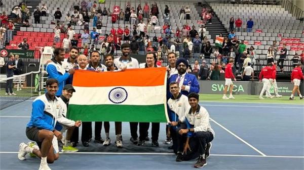davis cup  indian tennis team defeating switzerland