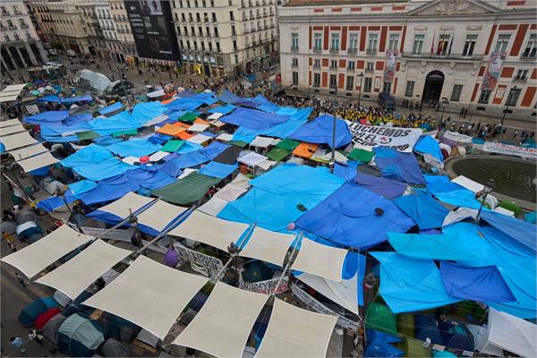 tents set up  against housing crisis 