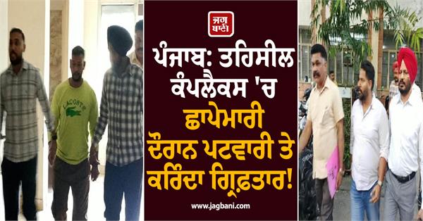 patwari and employee arrested during raid in tehsil complex in jalandhar