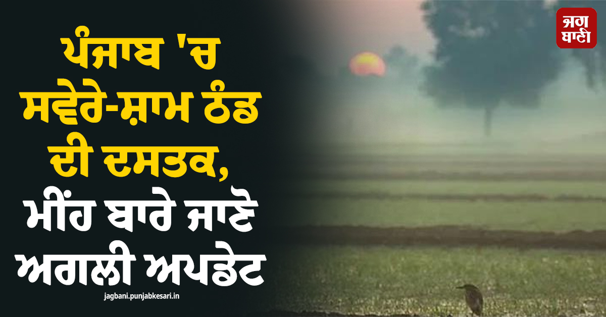 ਪੰਜਾਬ 'ਚ ਸਵੇਰੇ-ਸ਼ਾਮ ਠੰਡ ਦੀ ਦਸਤਕ,  ਮੀਂਹ ਬਾਰੇ ਜਾਣੋ ਅਗਲੀ ਅਪਡੇਟ