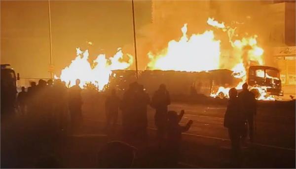 fire breaks out after chemical tanker and trailer collide