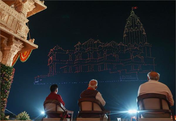 drone show at somnath temple
