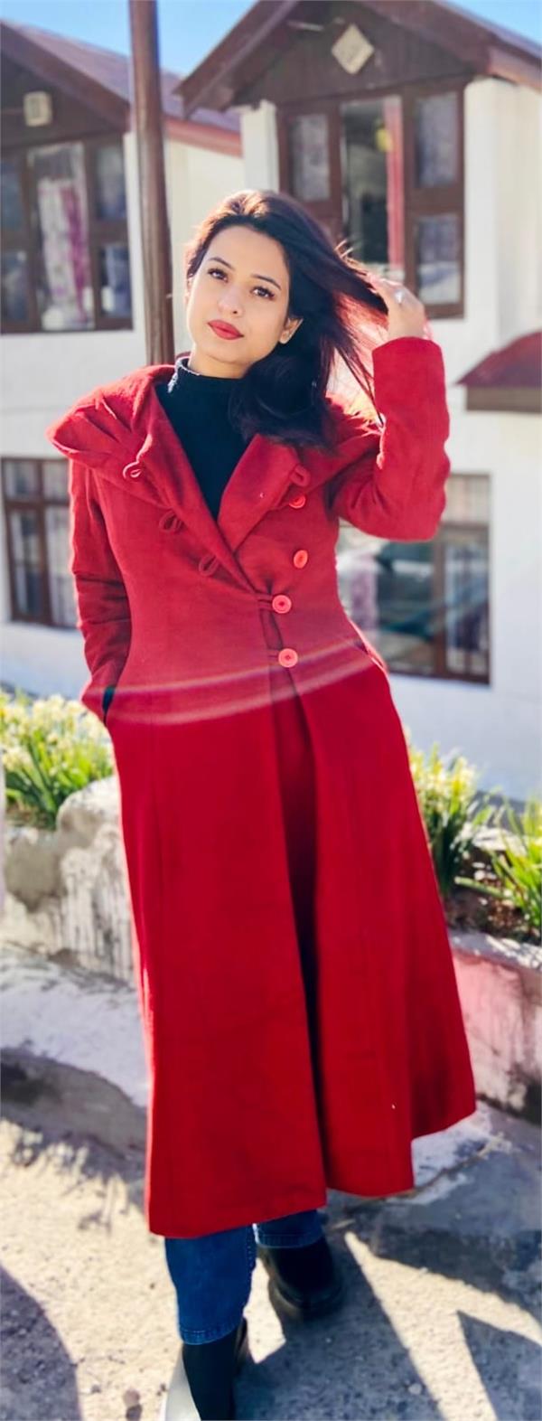 young ladies  stylish look  fit and flare coat