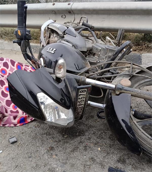 due to dense fog  a small elephant hit a motorcyclist