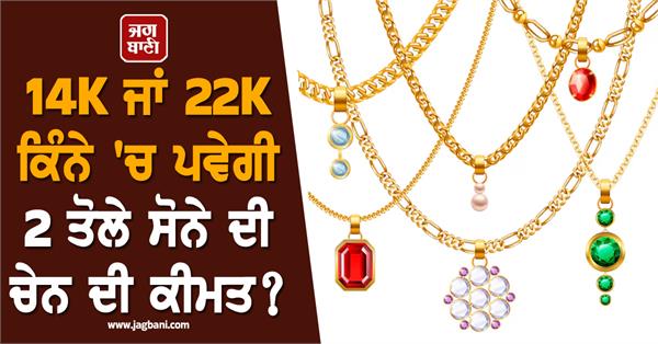 how much will a 2 tola gold chain cost  14k or 22k 