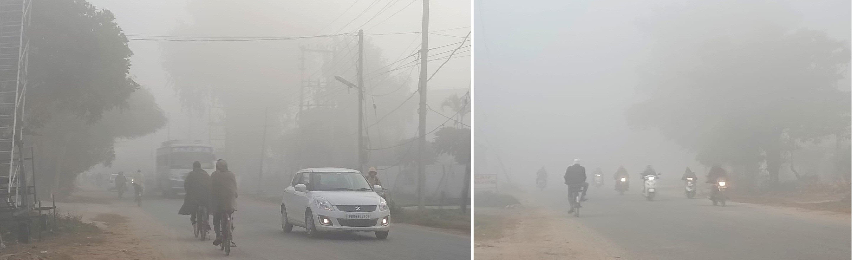 ਤਿੰਨ ਦਿਨ ਤੋਂ ਸੂਰਜ ਦੇਵਤਾ ਦੇ ਦਰਸ਼ਨ ਨਾ ਹੋਣ ਕਾਰਨ ਪੈ ਰਹੀ ਸੰਘਣੀ ਧੁੰਦ, ਲੋਕਾਂ ਦਾ ਜਨਜੀਵਨ ਹੋਇਆ ਪ੍ਰਭਾਵਿਤ