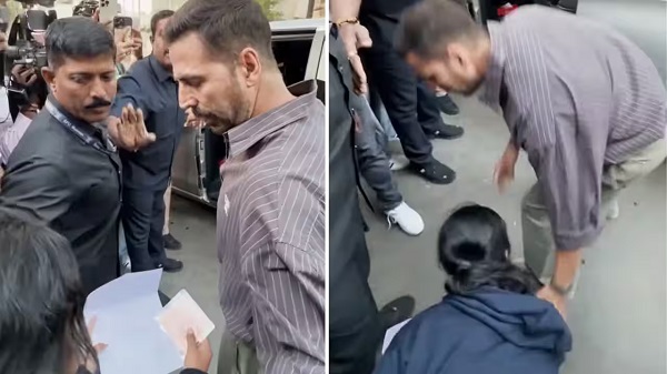 ਵੋਟ ਪਾਉਣ ਪਹੁੰਚੇ ਅਕਸ਼ੈ ਕੁਮਾਰ ਸਾਹਮਣੇ ਬੱਚੀ ਨੇ ਜੋੜੇ ਹੱਥ; ਰੋਂਦੀ ਹੋਈ ਬੋਲੀ- ''ਪਾਪਾ ਸਿਰ...''