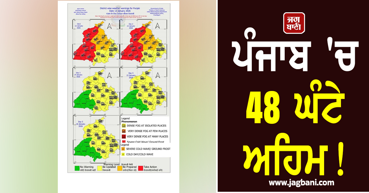 ਪੰਜਾਬ ''ਚ 48 ਘੰਟੇ ਅਹਿਮ! ਇਨ੍ਹਾਂ ਜ਼ਿਲ੍ਹਿਆਂ ''ਚ Red Alert, 16 ਜਨਵਰੀ ਤੱਕ ਹੋਈ ਵੱਡੀ ਭਵਿੱਖਬਾਣੀ