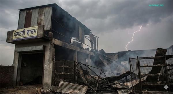 two story poultry farm collapses due to lightning strike