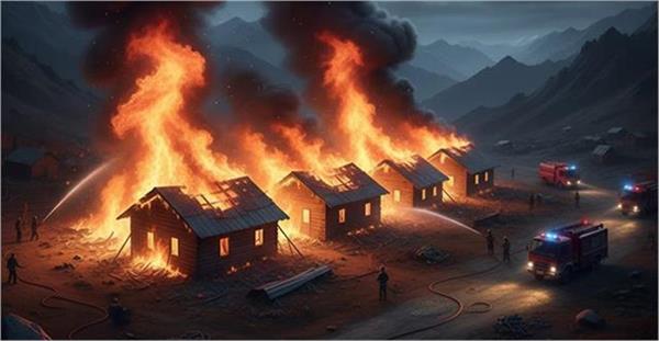 jammu and kashmir  massive fire breaks out in army camp