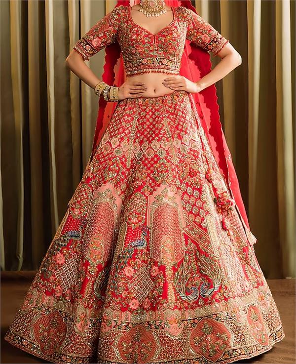 bridal  royal look  thread work lehenga choli