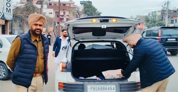 police set up a blockade at simbal chowk and checked vehicles