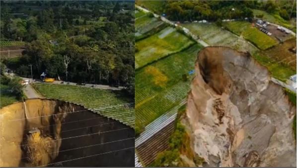 shocked to see a huge 3 hectare   sinkhole   in indonesia