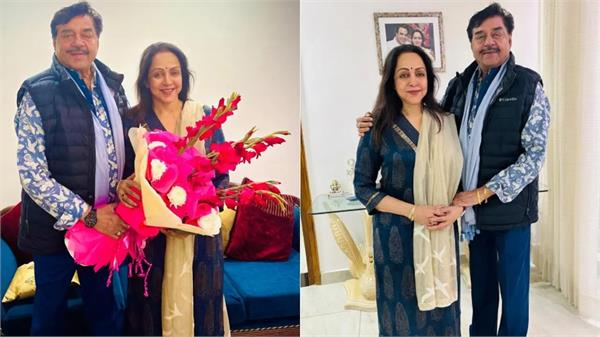 shatrughan sinha visits hema malini  s new house in delhi