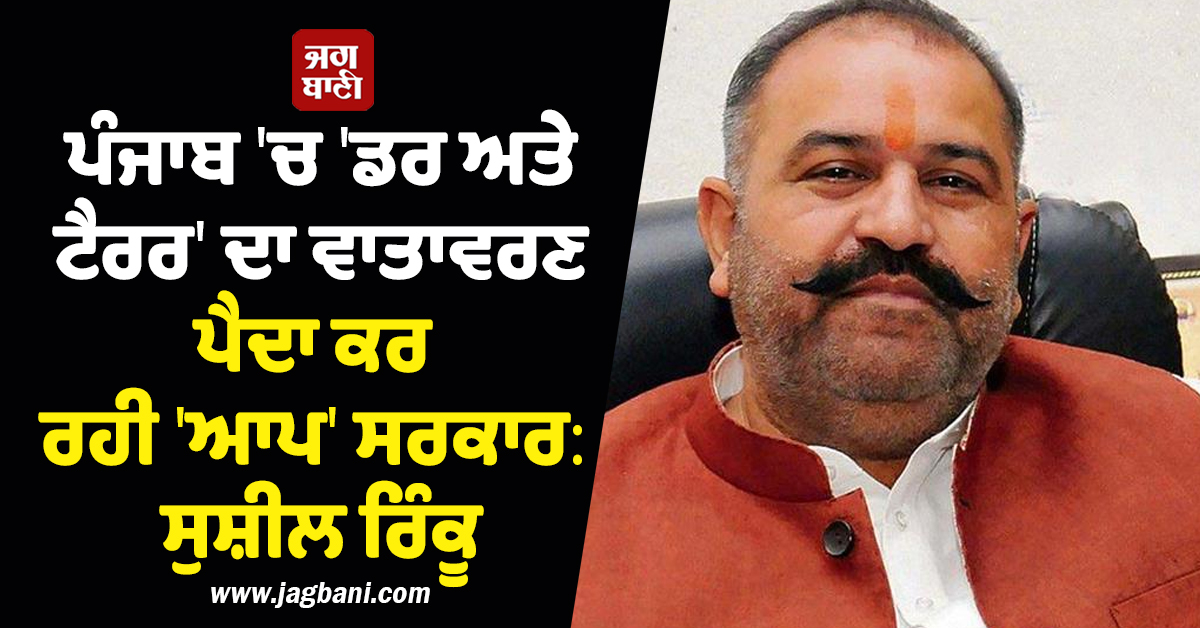 ਪੰਜਾਬ 'ਚ 'ਡਰ ਅਤੇ ਟੈਰਰ' ਦਾ ਵਾਤਾਵਰਣ ਪੈਦਾ ਕਰ ਰਹੀ 'ਆਪ' ਸਰਕਾਰ: ਸੁਸ਼ੀਲ ਰਿੰਕੂ