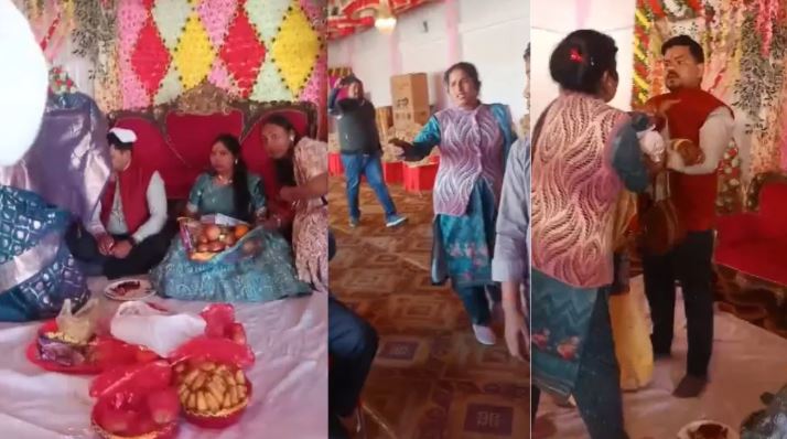 ਤੀਜਾ ਵਿਆਹ ਕਰਵਾਉਣ ਚੱਲੇ ਸੀ ''ਦੂਲ੍ਹੇ ਰਾਜਾ'', ਪਹਿਲੀ ਪਤਨੀ ਨੇ ਮੌਕੇ ''ਤੇ ਪਹੁੰਚ ਕੇ ਚਾੜ੍ਹਿਆ ਕੁਟਾਪਾ; ਵੀਡੀਓ ਵਾਇਰਲ