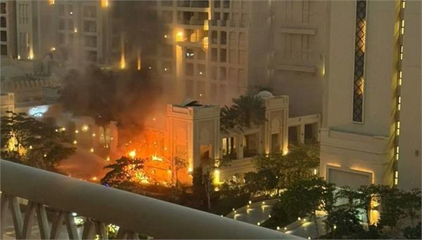 missile attack on dubai  s luxurious palm jumeirah hotel