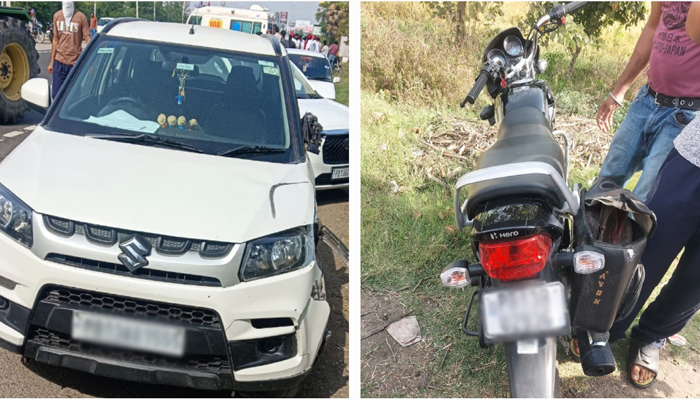 ਤੇਜ਼ ਰਫ਼ਤਾਰ ਕਾਰ ਦਾ ਕਹਿਰ: ਮੋਟਰਸਾਈਕਲ ਸਵਾਰ ਦੋ ਵਿਅਕਤੀ ਗੰਭੀਰ ਜ਼ਖਮੀ