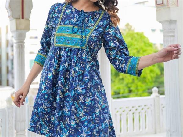 young girls  flower printed top kurti