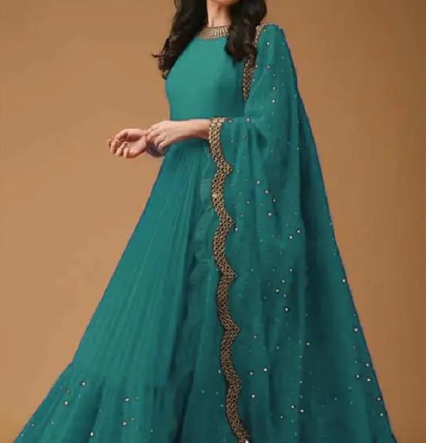 peacock green shade  dress  women  royal look