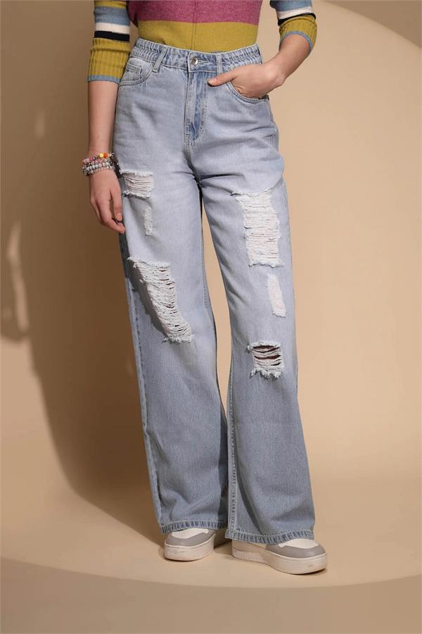 young women  trendy style statement  distressed jeans